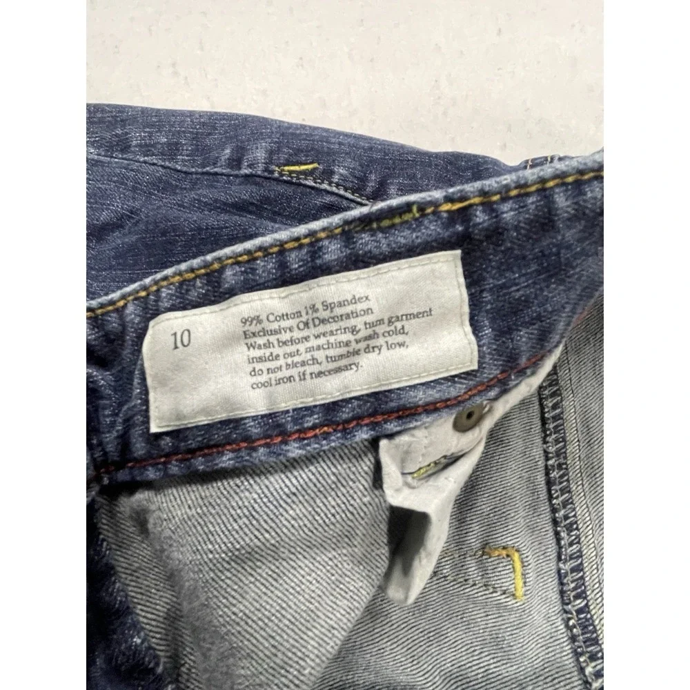 LOFT Curvy Boot Jeans Women's Size‎ 10 Blue Stretch Bootcut Med Wash Frayed Hem